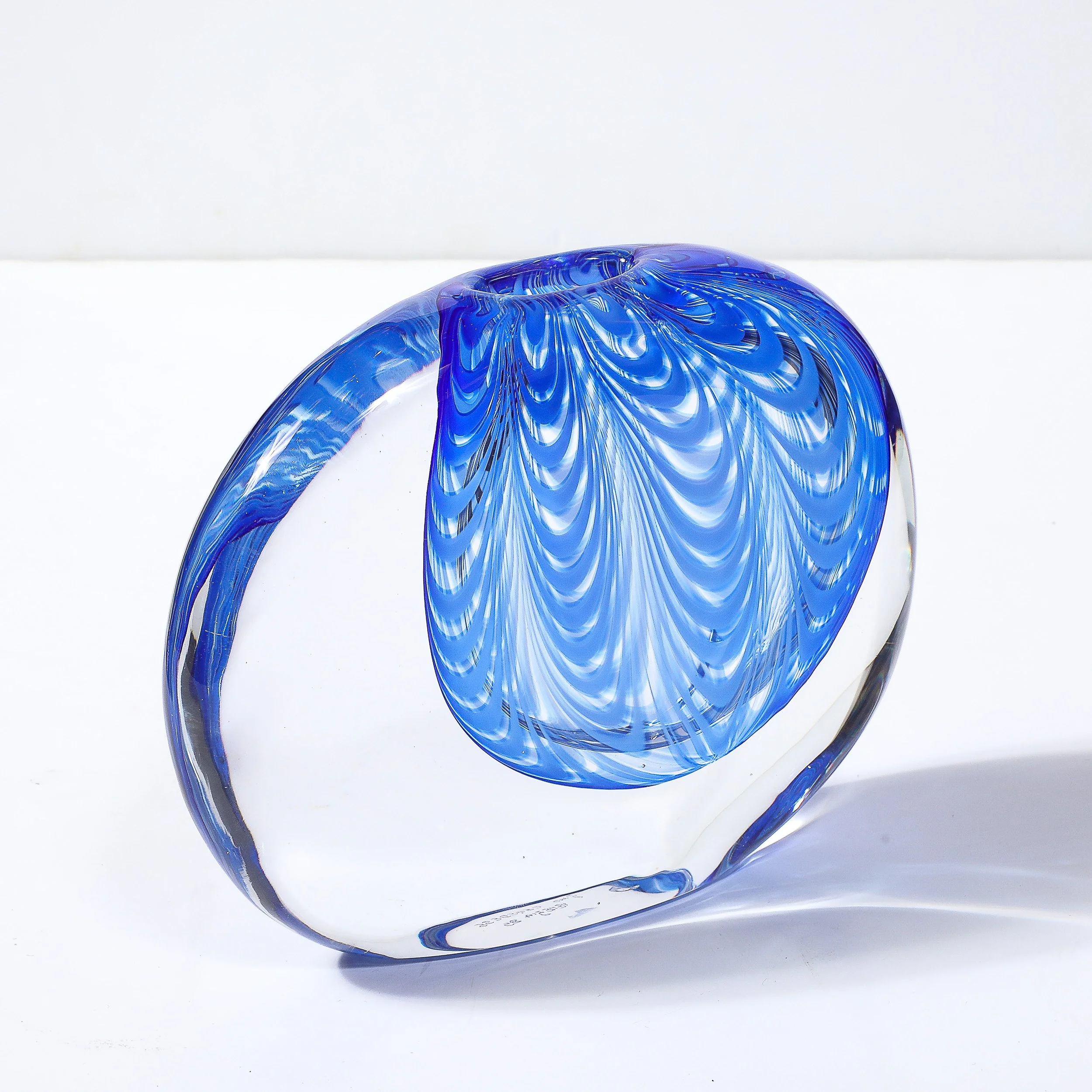 Mid-Century Hand-Blown Murano Cobalt & Transparent Glass